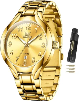 entwine dismantle palimpsest for Men OLEVS Men's Stainless Steel Watch, Big Face Easy to Read Analog Watch, Luxury Waterproof Date Arabic Numerals Dial Dress Watches 