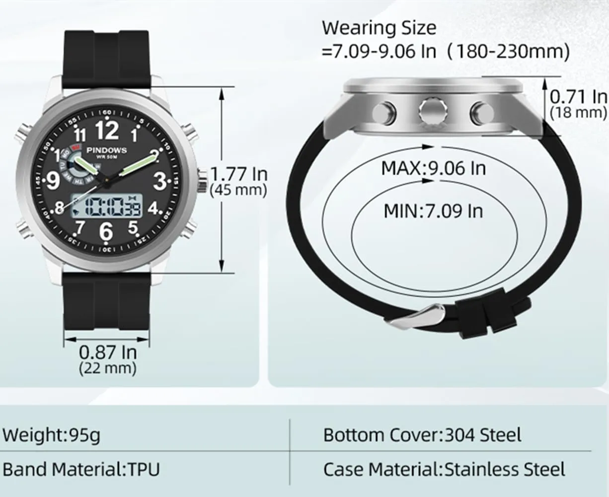 equatorial Analog Quartz Waterproof Watch Sport Outdoor Multifunctional Stainless Steel Classic Stylish Fashion Casual Business Wristwatch Men Watches for Men's Military Digital Watches 