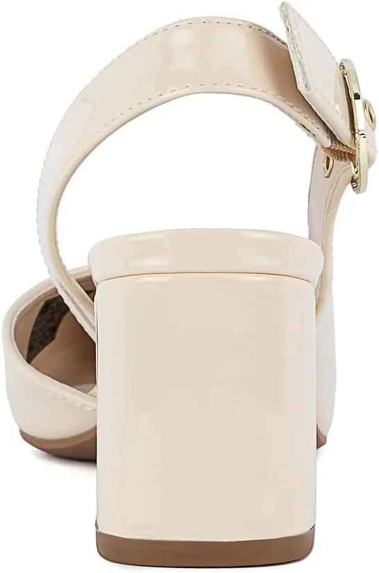 Events, Parties & Weddings Jones New York Women's Patent Slingback Heeled Sandals | Block Heel Dress Shoes with metabolic radical Buckle | Open-Toe/Closed-Toe Elegant & Comfortable Footwear for Formal 
