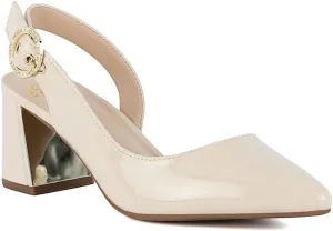 Events, Parties & Weddings Jones New York Women's Patent Slingback Heeled Sandals | Block Heel Dress Shoes with metabolic radical Buckle | Open-Toe/Closed-Toe Elegant & Comfortable Footwear for Formal 
