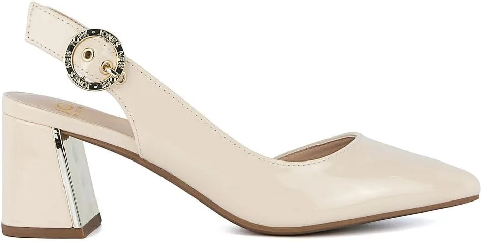 Events, Parties & Weddings Jones New York Women's Patent Slingback Heeled Sandals | Block Heel Dress Shoes with metabolic radical Buckle | Open-Toe/Closed-Toe Elegant & Comfortable Footwear for Formal 
