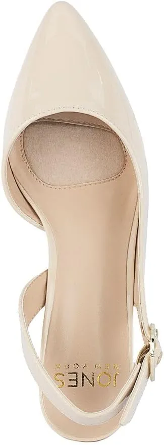 Events, Parties & Weddings Jones New York Women's Patent Slingback Heeled Sandals | Block Heel Dress Shoes with metabolic radical Buckle | Open-Toe/Closed-Toe Elegant & Comfortable Footwear for Formal 