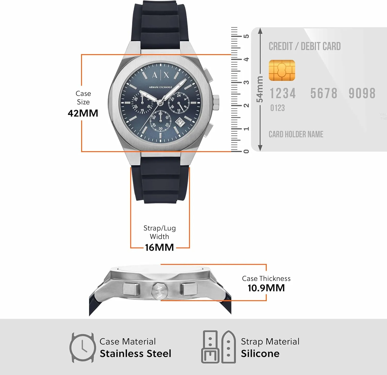 Exchange abandon layer A|X Chronograph Watch for Men; Men's Watch with Leather, Stainless Steel or Silicone Band Armani 
