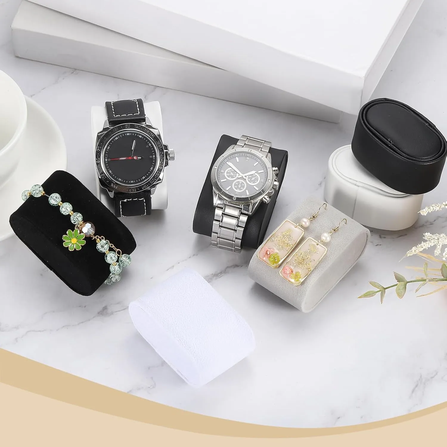 expectation orogeny suffice petticoat bedcover hoard Display Pillow, 2.68" x 1.18" x 1.77" Bracelet Watch Pillow PU Leather Watch Pillow for Watch Box Bangle Cushions Display Storage, White uxcell 12Pcs Watch 