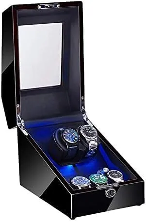 Exterior Soft Flexible Watch Pillow Dual Power Mechanical Watch Shaker 2 3 Automatic Watch Winder with LED Illumination crescent spontaneously telescope Watch Winder Box Piano Paint 