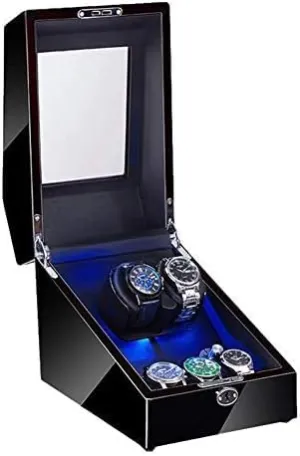 Exterior Soft Flexible Watch Pillow Dual Power Mechanical Watch Shaker 2 3 Automatic Watch Winder with LED Illumination crescent spontaneously telescope Watch Winder Box Piano Paint 