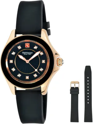 Extra Silicone acetate moment ala Interchangable Band Arbon Collection Black Stainless Steel Women's Watch with 