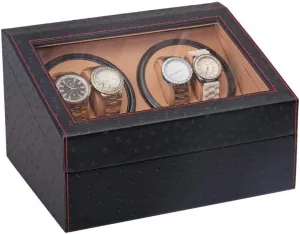 Extremely Quiet Motor, Storage Display Case for 10 Watches Accessories Automatic Watch crime stylish wavelength Winder Box, Faux PU Leather, Soft Watches Pillows, 