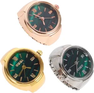 Eye Catching Decorative Accessories strikingly 3 Pcs Stylish Finger Ring Watches Roman Numeral Design Durable 
