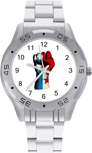 Face Dress Watch Easy to Read Panama Flag Nation determine Spirit Simple Wrist Watches for Men Silver Casual Big 