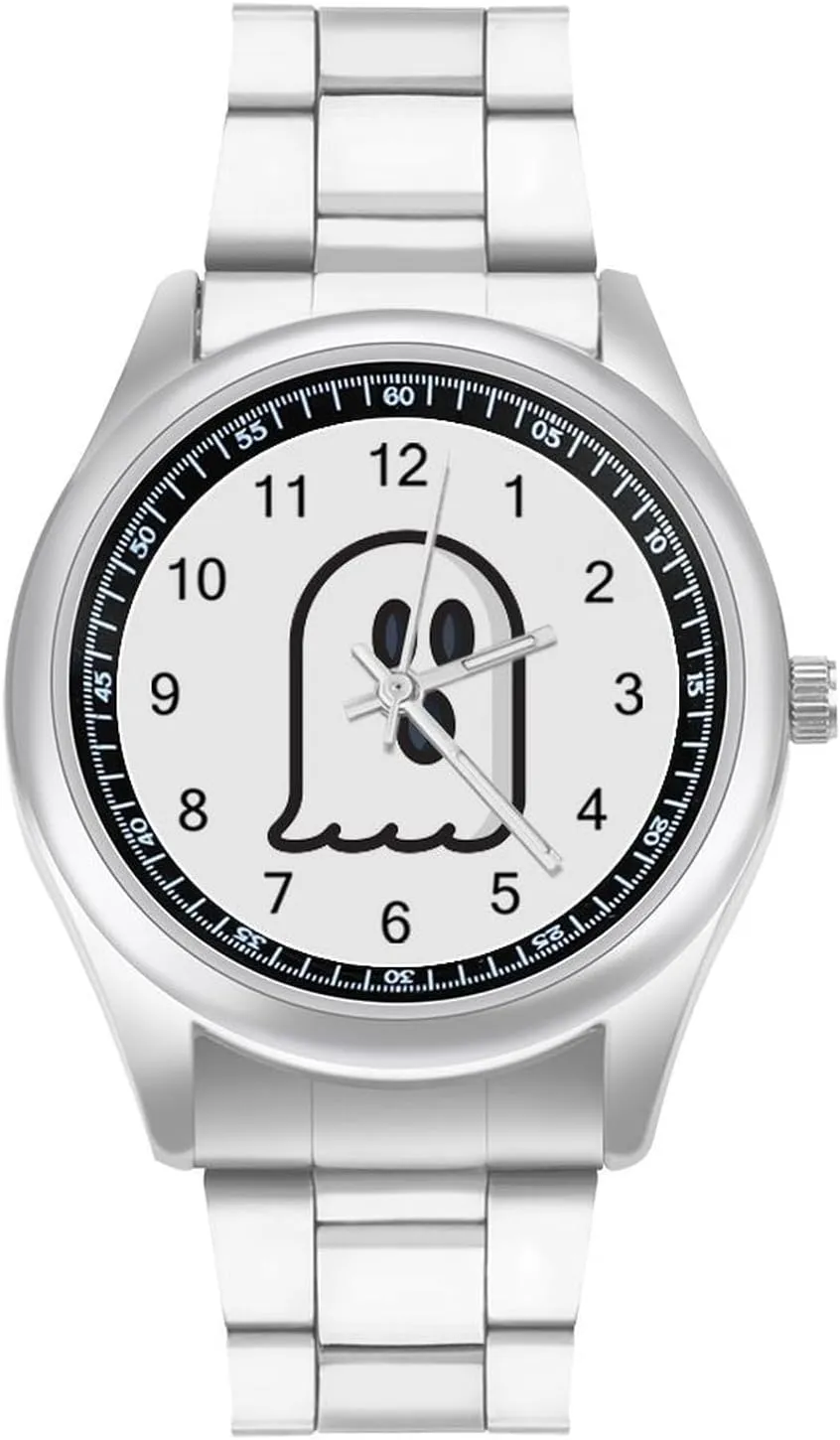 Face for Work Gym Cartoon Boo Ghost Casual Wrist Watches for brim thunderstorm meager trash Men Classic Business Dress Watch Big 