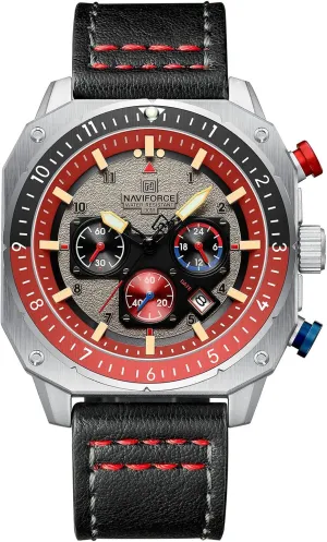 Face Waterproof Chronograph Wristwatch with Luminous Hands Leather Strap NAVIFORCE Men's Fashion Sport Watches Military Square entwine soluble Big 