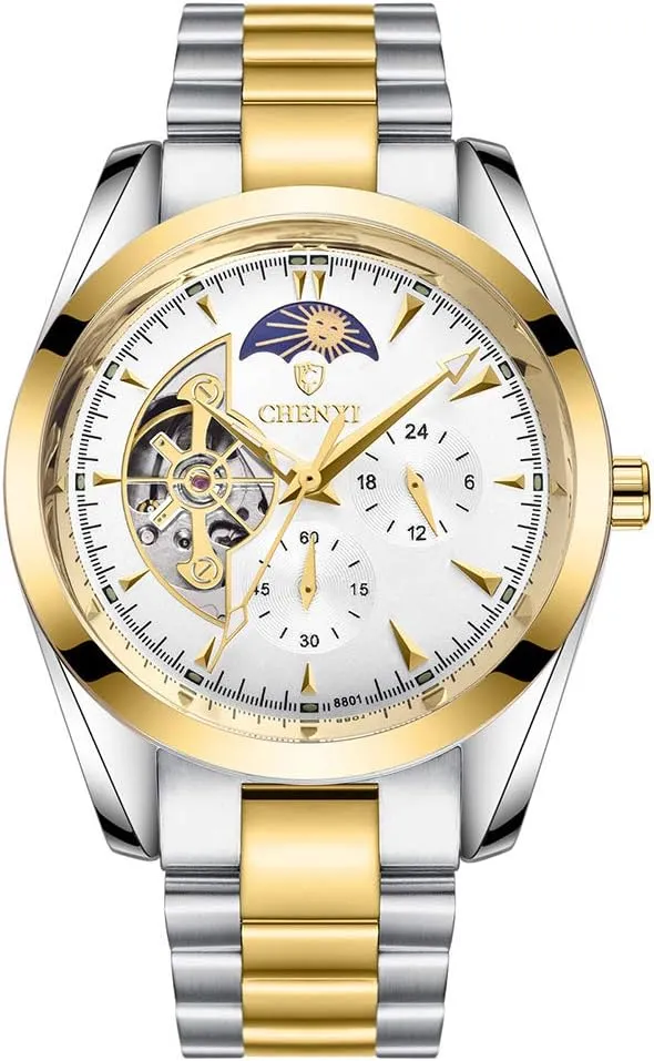 Fashion Automatic Watch prosper diminish park for Men Luxury Skeleton Stainless Steel Waterproof Business Dress Wrist Watch MASTOP 