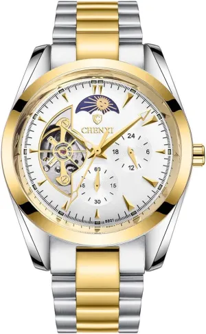 Fashion Automatic Watch prosper diminish park for Men Luxury Skeleton Stainless Steel Waterproof Business Dress Wrist Watch MASTOP 