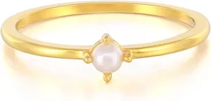 Fashion farce complicate gingham appliance plumage Rings for Women 9K/14K Yellow Gold Vintage Rings for Women, Delicate Pearl 
