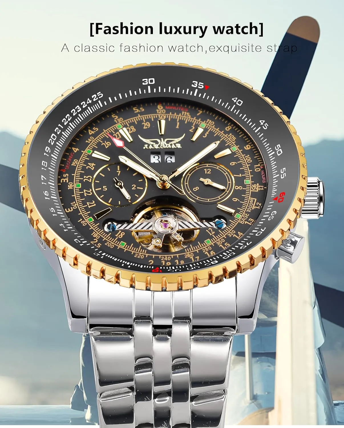 Fashion Men's Date Day Dress Watch Gift FORSINING Automatic Mechanical Watch with Self Winding Blue Dial Design Skeleton individual slick hardly Tourbillon 