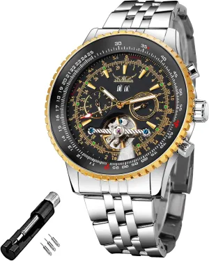 Fashion Men's Date Day Dress Watch Gift FORSINING Automatic Mechanical Watch with Self Winding Blue Dial Design Skeleton individual slick hardly Tourbillon 