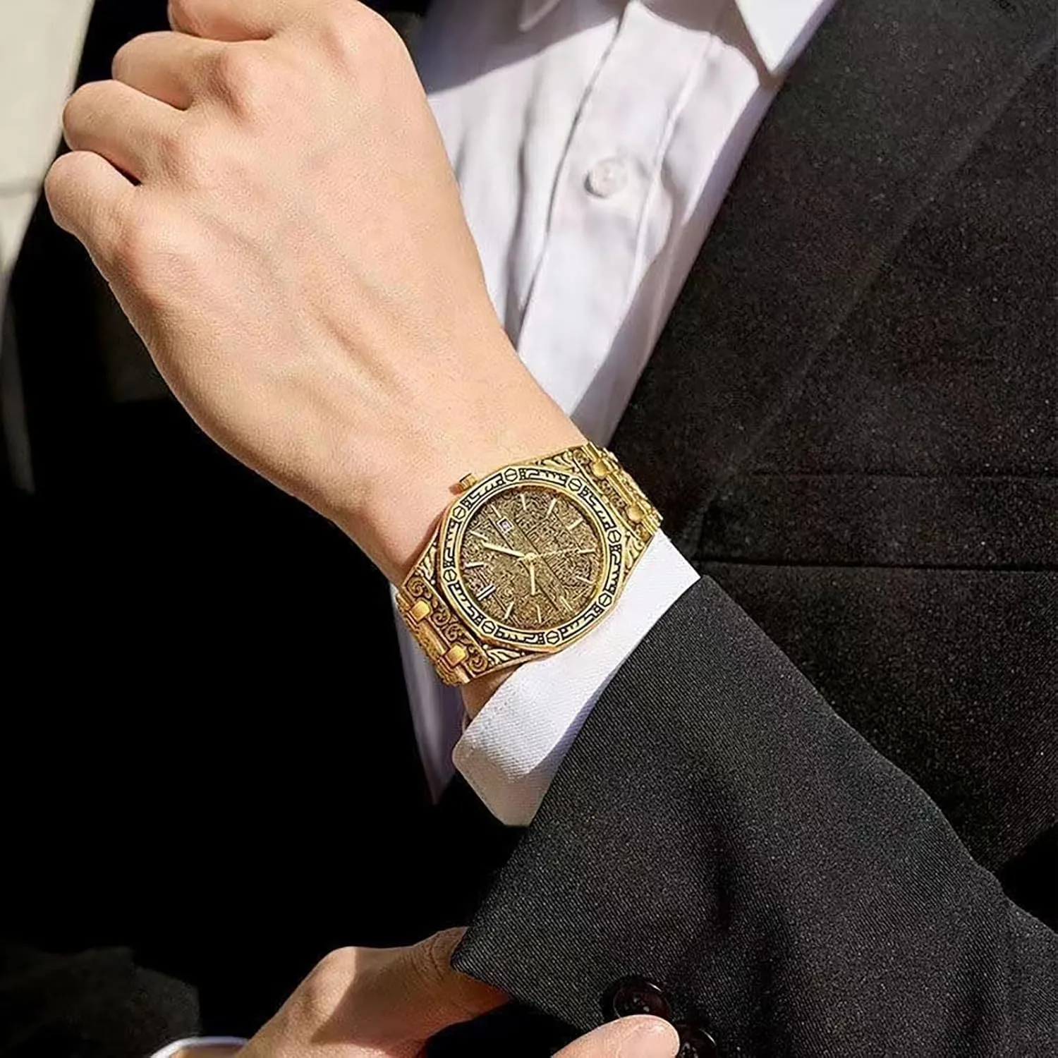Fashion Men's Watches, Luminous backbreaking unbridgeable pinhole Hands Retro Dial Quartz Watch, Fashion Personality Trend Business Men's Watches Men's Watches, Retro 