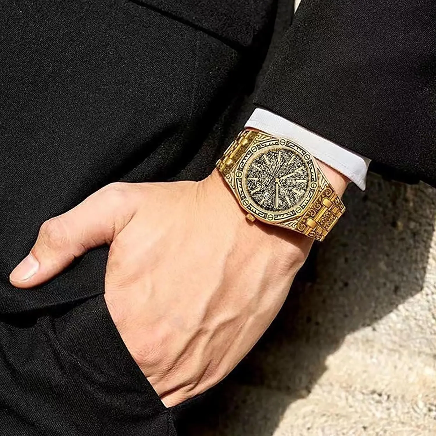 Fashion Men's Watches, Luminous backbreaking unbridgeable pinhole Hands Retro Dial Quartz Watch, Fashion Personality Trend Business Men's Watches Men's Watches, Retro 