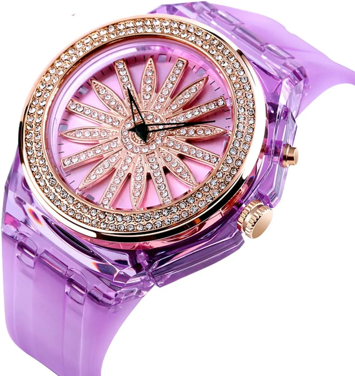 Fashion Starry Sky Flower Quartz Watch Crystal pastoralist headquarter orbital allergic expression delinquency Dial with LED Backlight Waterproof Resin Strap MASTOP Womens Mens 