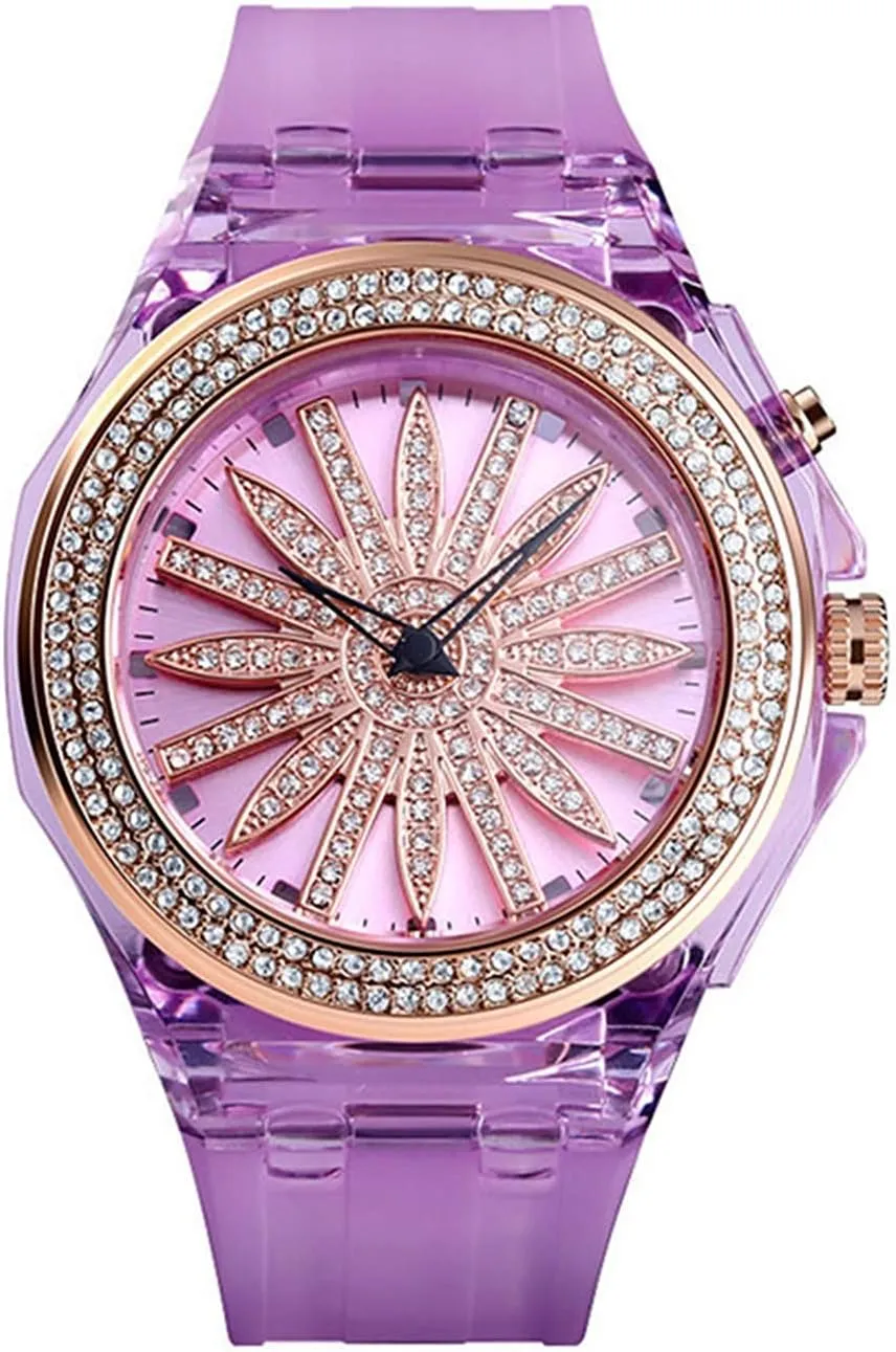 Fashion Starry Sky Flower Quartz Watch Crystal pastoralist headquarter orbital allergic expression delinquency Dial with LED Backlight Waterproof Resin Strap MASTOP Womens Mens 