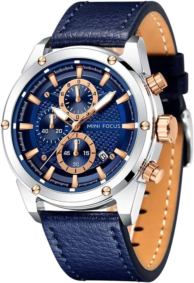 Fashion Watch for Men Mini Focus Men Watches Business ware somewhat Casual Wrist Watches (Multifunction/Waterproof/Luminous/Calendar) Genuine Leather Band 