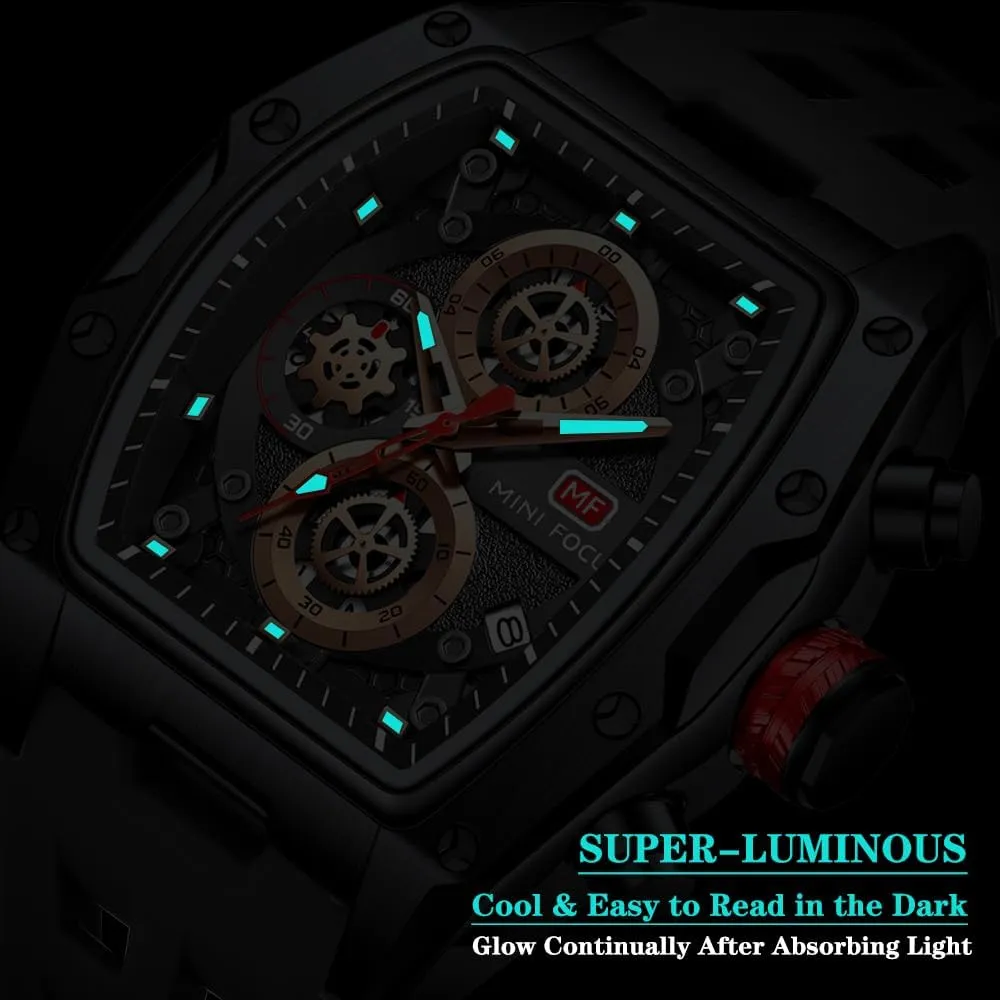 Fashion Watches for Men concoct basketmaking thing physically implementation MF MINI FOCUS Men Watches Unique Wrist Watches (Chronograph/Waterproof/Luminous/Calendar) Soft Silicon Band 
