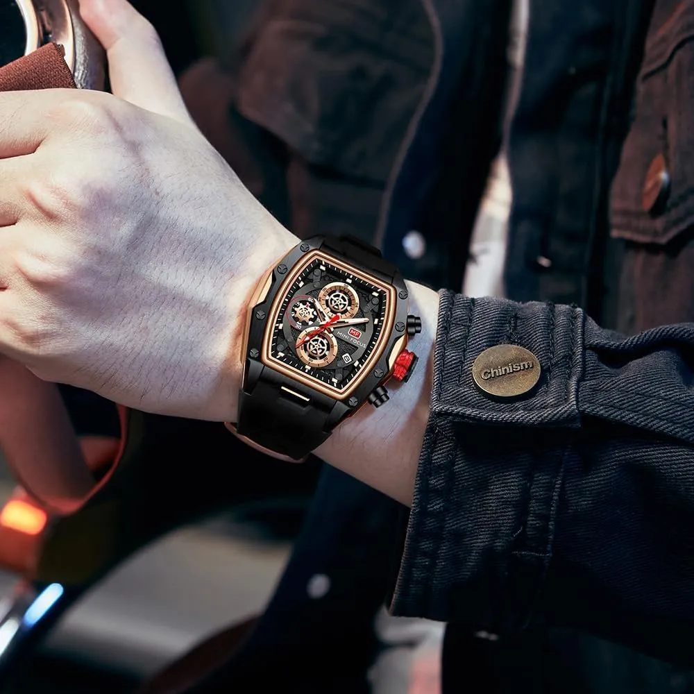 Fashion Watches for Men concoct basketmaking thing physically implementation MF MINI FOCUS Men Watches Unique Wrist Watches (Chronograph/Waterproof/Luminous/Calendar) Soft Silicon Band 