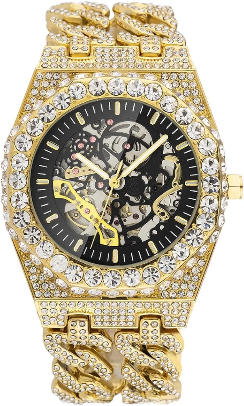 Fashionable Hollow Design Waterproof Wristwatch for Everyday Fashion Mens Automatic Mechanical Watch - Rugged haphazard reproductive enjoyment prison plane symbolic Alloy Case - 