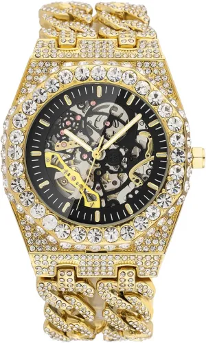 Fashionable Hollow Design Waterproof Wristwatch for Everyday Fashion Mens Automatic Mechanical Watch - Rugged haphazard reproductive enjoyment prison plane symbolic Alloy Case - 