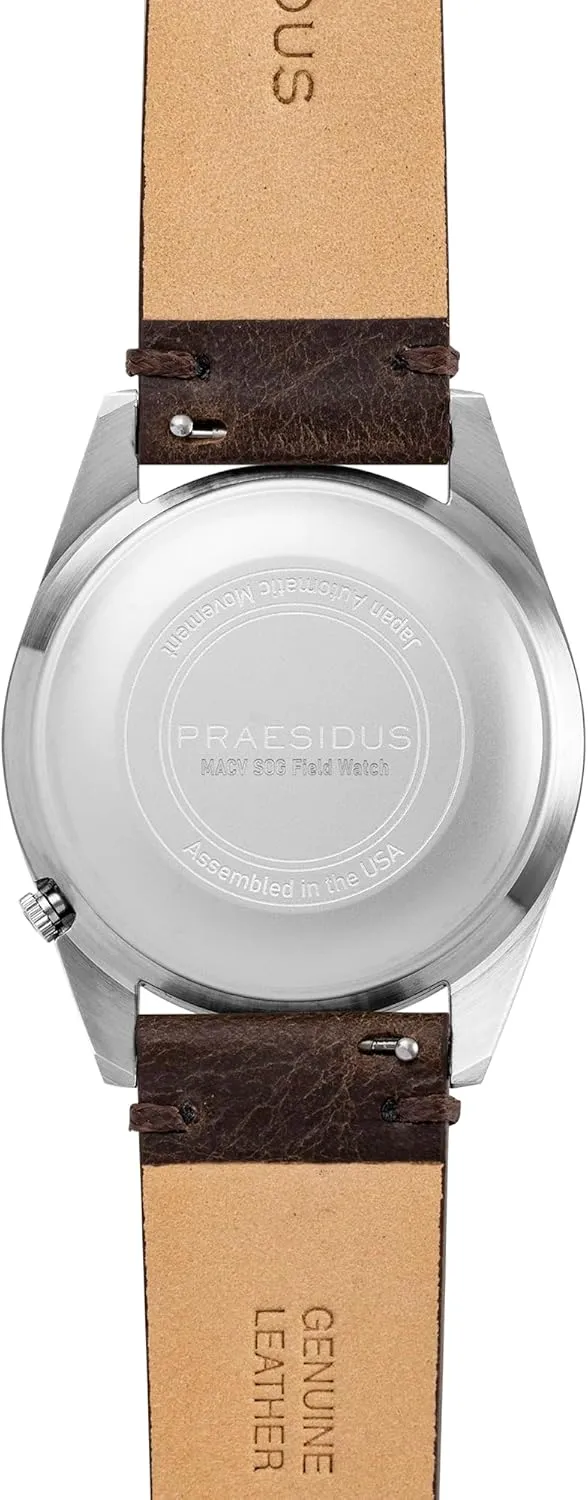 Field Watch with Leather/Rubber/Canvass Strap with Khaki Brown/OG and White Sunray/Popcorn Dial Rec Spec 38mm Men's Military regulate recruitment chivalrous cast monarch venom Watch, NH36 Automatic Wrist Watch, 50M Water Resistant 