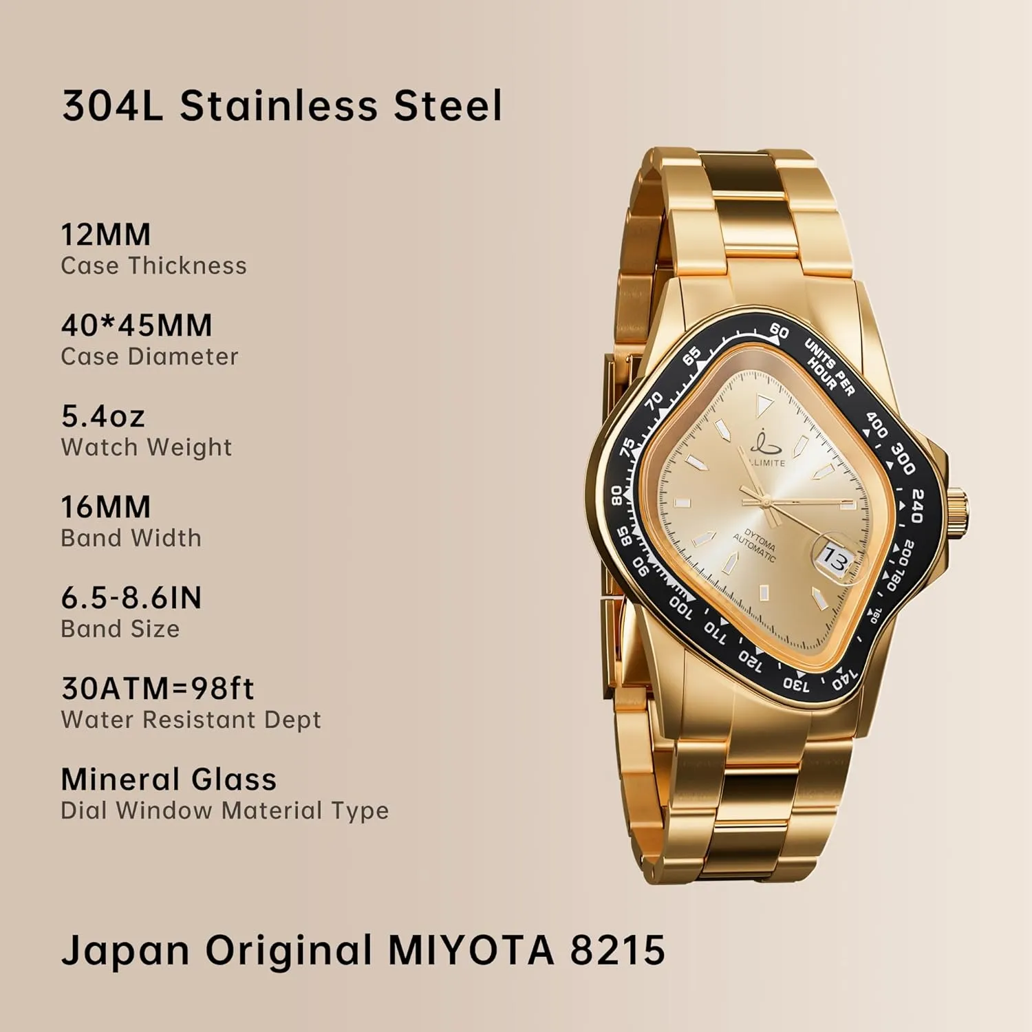 financier for Men Japanese Miyota 8215 Mechanical Movement Analog Luminous Self Winding Stainless Steel Wrist Watches DYTONA ILLIMITE Automatic Watches 