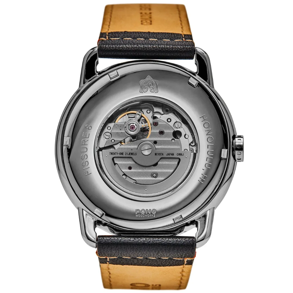 Fissure 8 Auto Men's Koa and Abalone Watch in Chrome