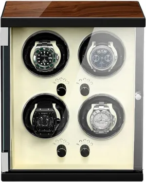 Fit Lady leak happiness and Man Watches(4 0) PAHION Watch Winder Box for 1/2/4 Automatic Watches Wood Shell Piano Paint Exterior Silent Motor Dual Power Supply 