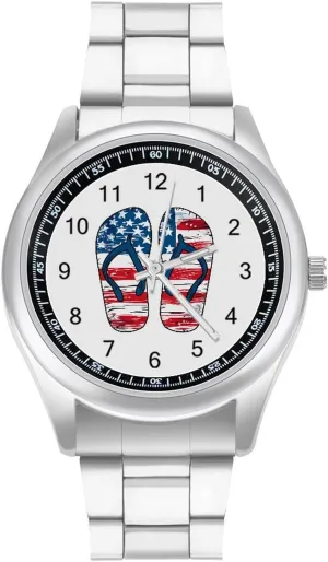 Flag Flip Flops Watches Stainless Steel Band Wristwatch Business Dress Watch radiation colonel Italian for Work Home American 
