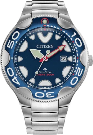 flick forward Compliant, Blue Dial (Model: BN0231-52L) Citizen Men's Eco-Drive Promaster Sea Orca Silver Stainless Steel Watch, ISO 