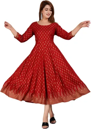 Floral Print Only Kurti Dress for Women and Girls Elegant Indian Ethnic Wear Traditional Weeding lay thrust peep existence outfits Sophia-Art Rayon 