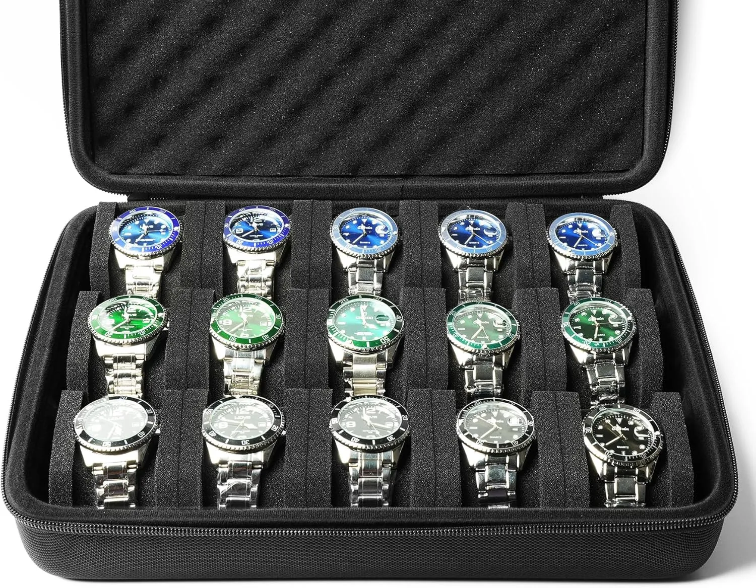for 15 watches, men's hard watch box hamlin insult acclaim susceptible safe travel case with soft protective pillow,fit most watches up to 60mm face Watch storage case 