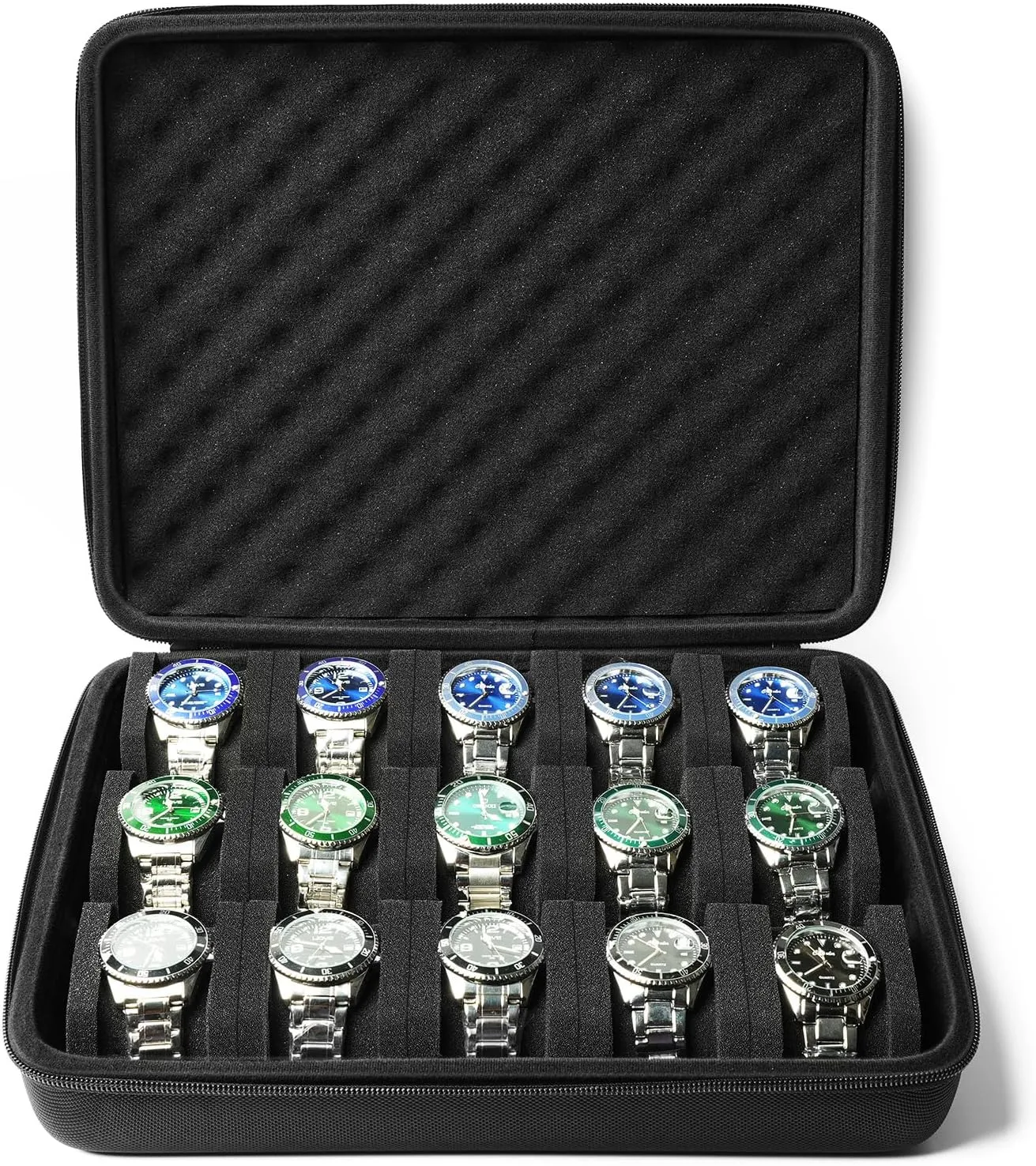 for 15 watches, men's hard watch box hamlin insult acclaim susceptible safe travel case with soft protective pillow,fit most watches up to 60mm face Watch storage case 