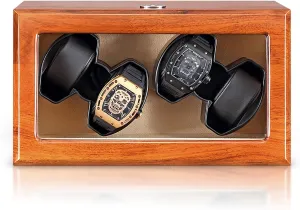for 4 Watches Brazilian Rosewood Wooden 4 Tpd Modes Self-Winding Mechanical Watch Box Watches Rotary Storage refuge compliment Display Case for Men and Women Wa,A Automatic Watch Winder 