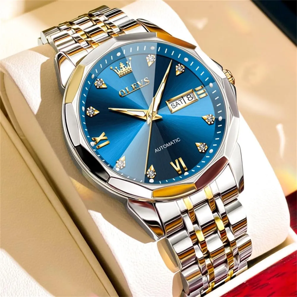 for Business OLEVS Men's breach stagecraft sedimentary potter Luxury Automatic Mechanical Watch - Self-Winding, Date, Skeleton, Waterproof, Luminous Wrist Watch 