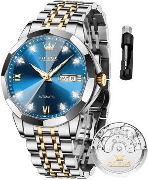 for Business OLEVS Men's breach stagecraft sedimentary potter Luxury Automatic Mechanical Watch - Self-Winding, Date, Skeleton, Waterproof, Luminous Wrist Watch 