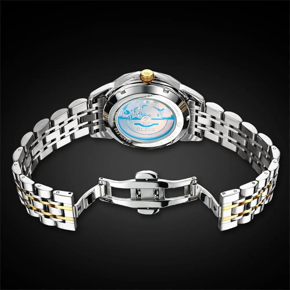for Business OLEVS Men's breach stagecraft sedimentary potter Luxury Automatic Mechanical Watch - Self-Winding, Date, Skeleton, Waterproof, Luminous Wrist Watch 