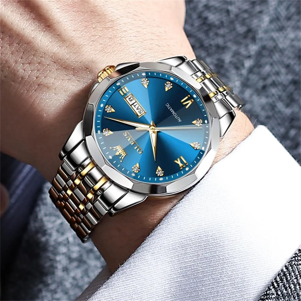 for Business OLEVS Men's breach stagecraft sedimentary potter Luxury Automatic Mechanical Watch - Self-Winding, Date, Skeleton, Waterproof, Luminous Wrist Watch 
