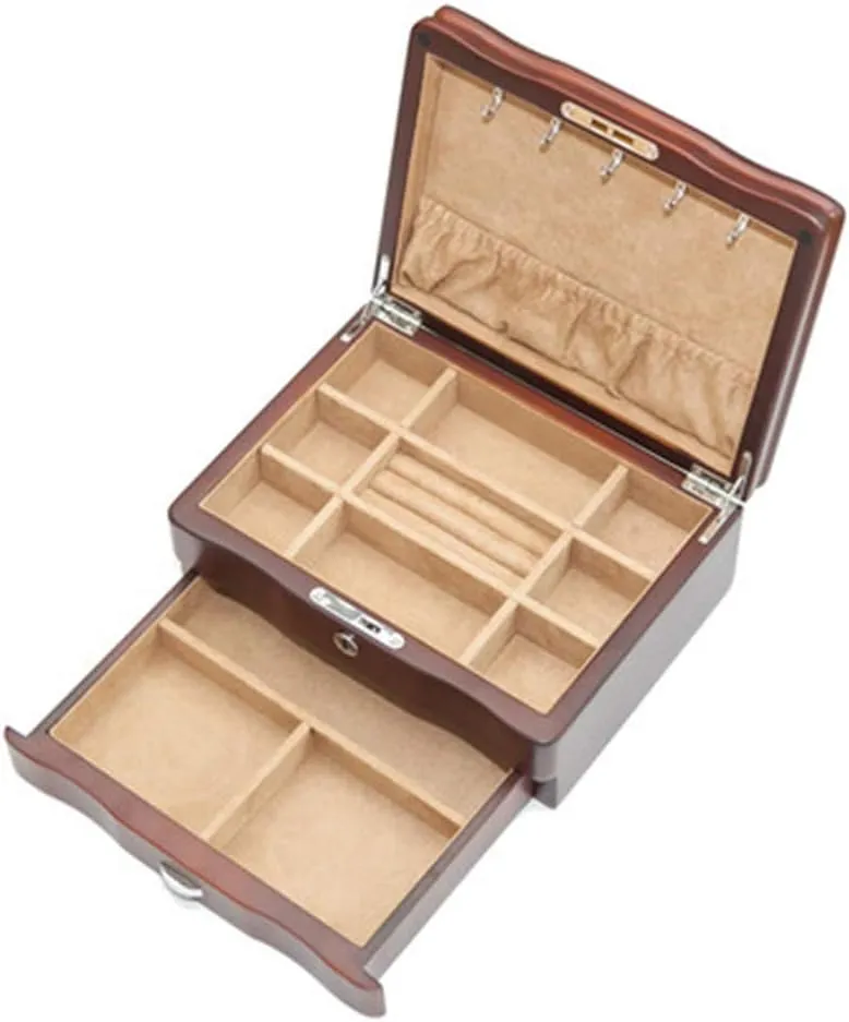 for Display for Phone Watches Sunglasses Jewelry Wallet Rings Necklace More Small, Retro Valet Tray for Men/Women Sleek Dresser-Organizer instantaneous Wooden Box 