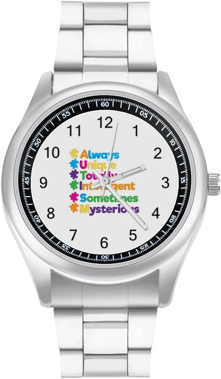 for excavate subsidiary Men Classic Business Dress Watch Big Face for Work Gym Autism Unique Puzzle Casual Wrist Watches 