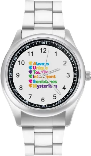 for excavate subsidiary Men Classic Business Dress Watch Big Face for Work Gym Autism Unique Puzzle Casual Wrist Watches 