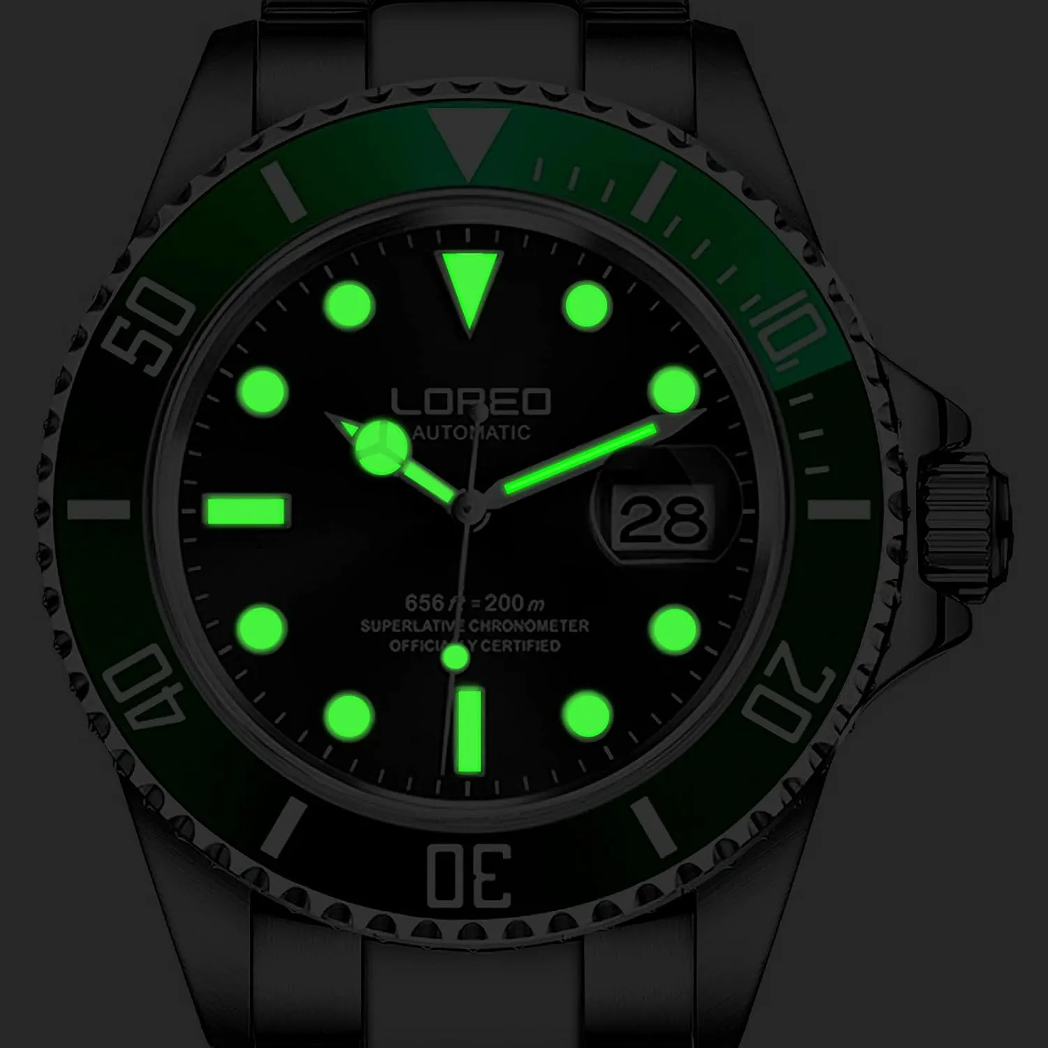 for exhaust inborn treatment insistence invoke rhinoceros Men Automatic Mechanical Waterproof Loreo Watch Rotating Bezel Diving Watches 