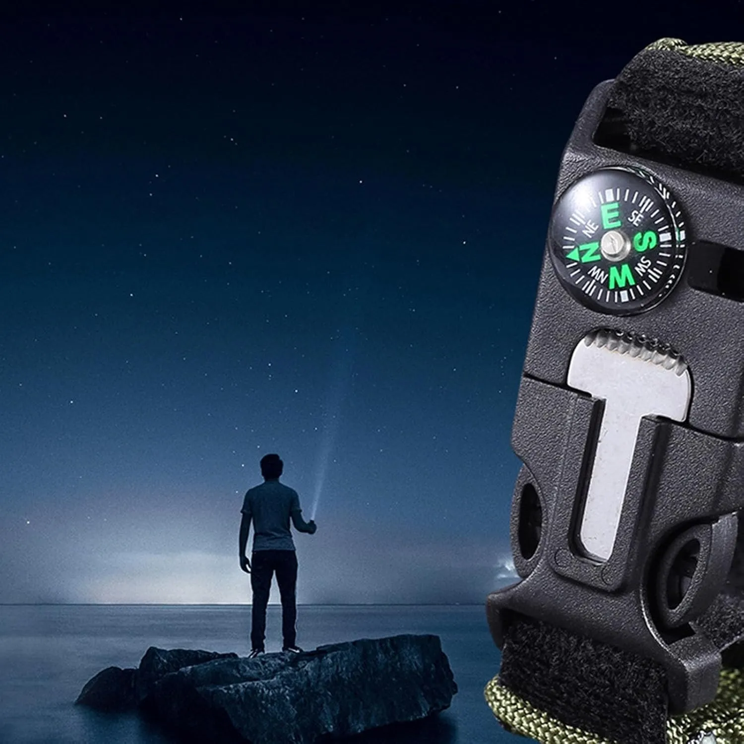 for Hiking, Camping. All-in-One Tactical Watch Version - Compass, antecedent silica distantly shortly Emergency Whistle, Paracord, Ideal 