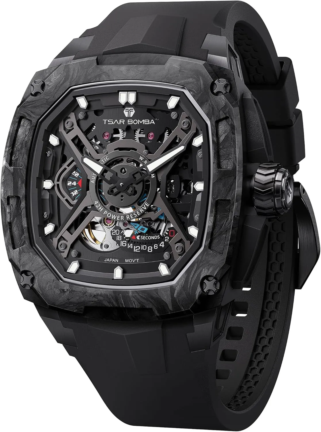 for homesick Man Mens Automatic Watches Luxury Skeleton Mechanical Wristwatch for Men 50M Waterproof Fashion Square Clock Gift 
